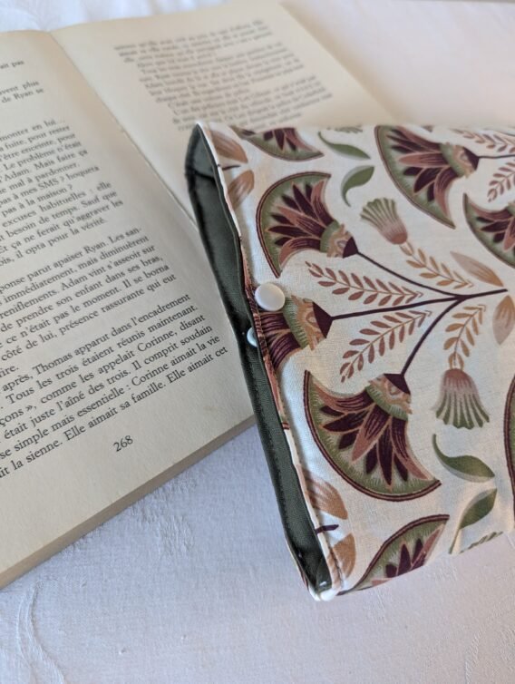 Housse ,protège livre format broché ,motif palme terracotta – Image 2