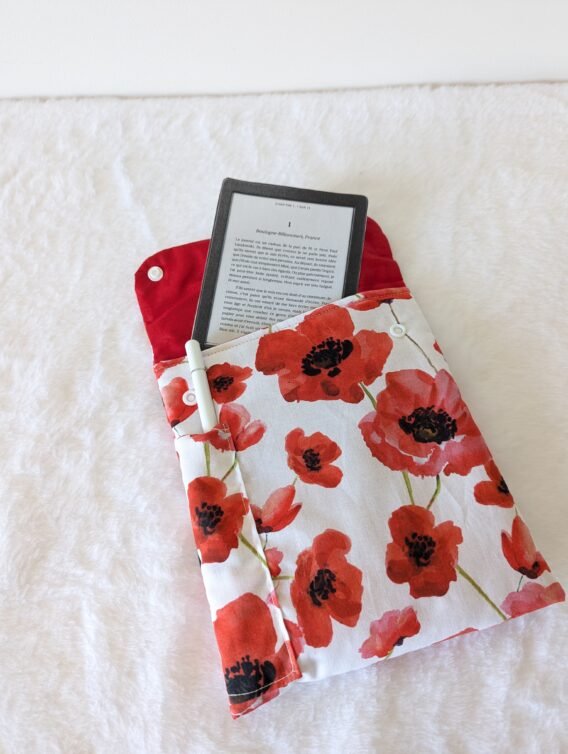 Protège liseuse , avec compartiment pour le stylet , des coquelicots – Image 2