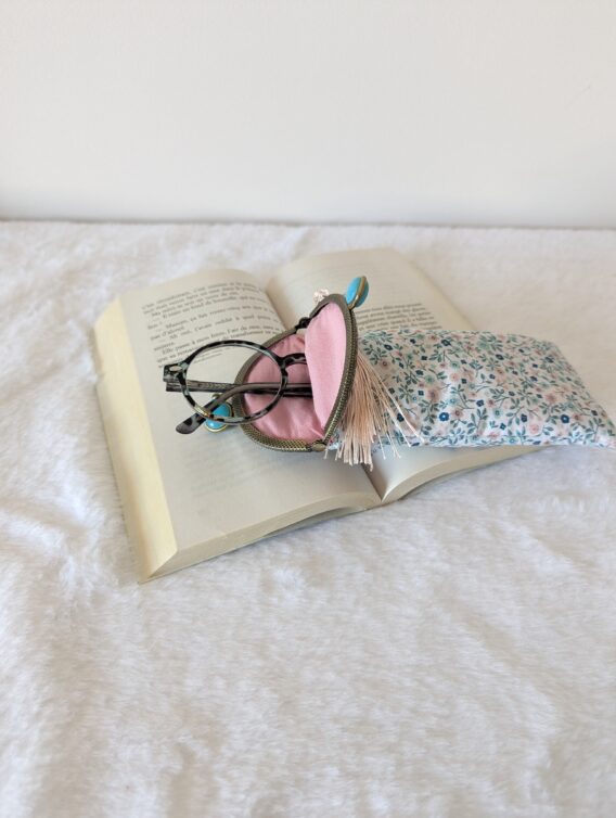 Etui à lunettes , liberty rose/ vert canard – Image 2
