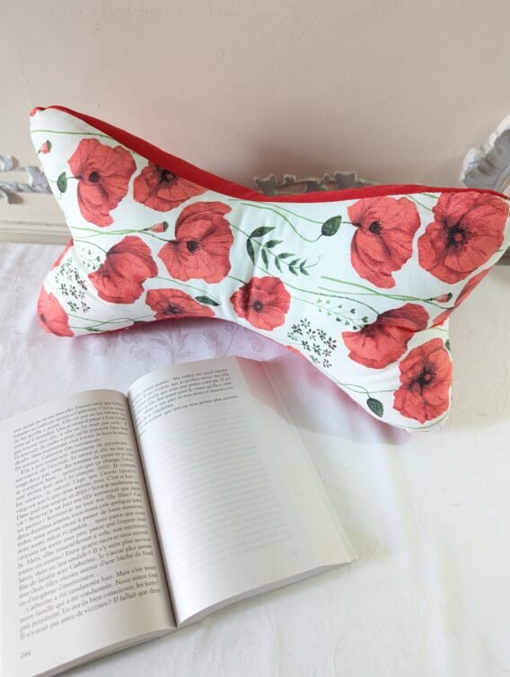 Coussin de lecture  ,cale nuque ,des coquelicots