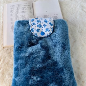 Protège livre format poche avec  rabat, pilou pilou bleu turquoise