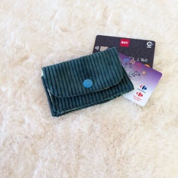 Porte carte en velours vert sapin