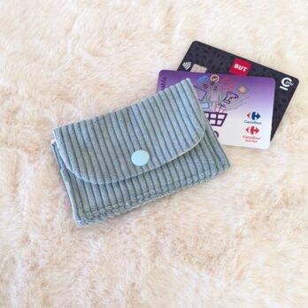 Porte carte en velours vert clair