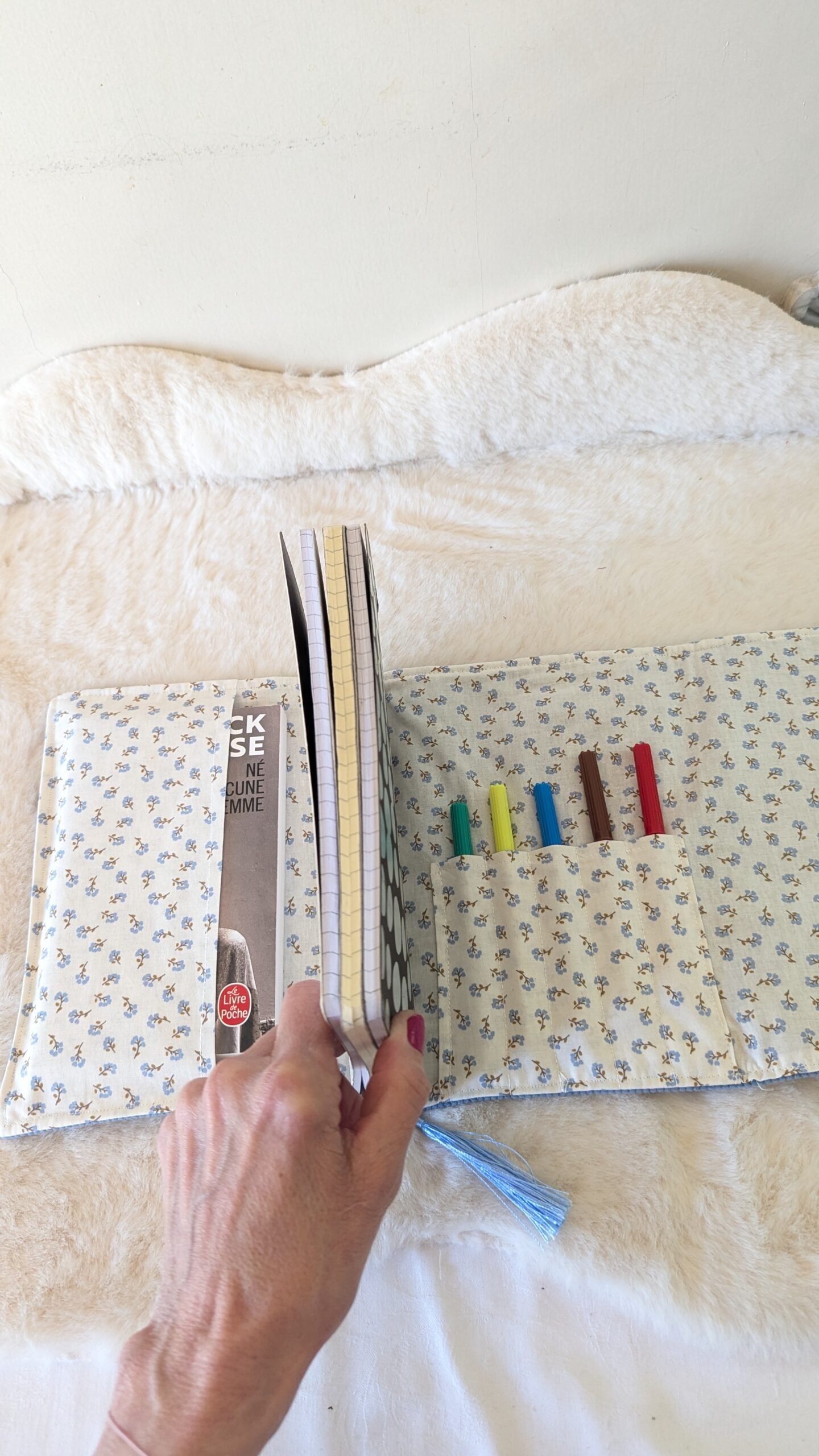 Couverture pour cahiers / Midori/ velours bleu clair – Image 3