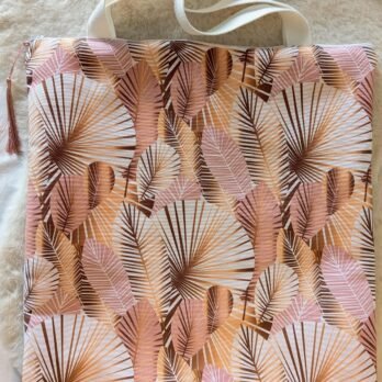 Sac tote bag , IMPERMEABLE ,doublé, Zippé , Palmiers dorés