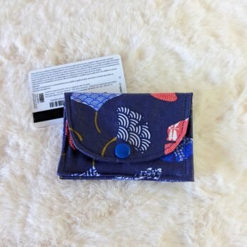 Porte carte  en tissu enduit feuilles ginkgo